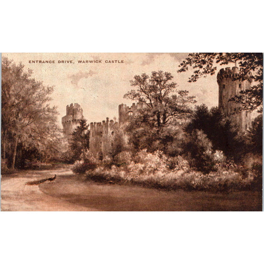 Entrance Drive Warwick Castle Vintage Postcard PE4