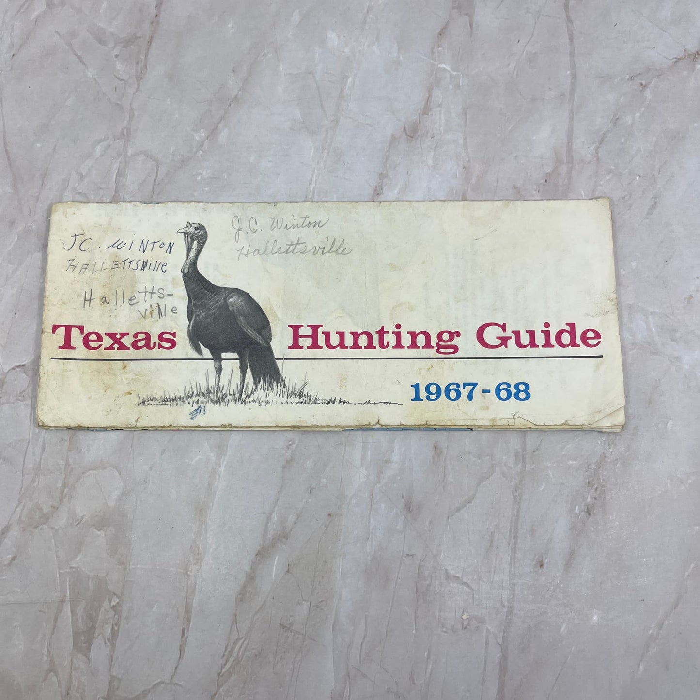 1967-68 Texas Hunting Guide Fold Out Brochure TG8-VV