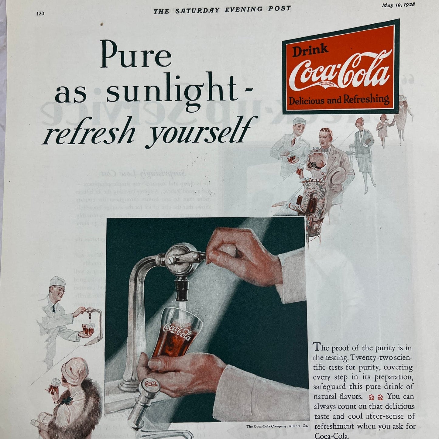 Coca-Cola Coke Pure Sunlight 1928 Original Magazine Advertisement FL6-8