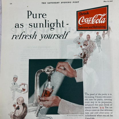 Coca-Cola Coke Pure Sunlight 1928 Original Magazine Advertisement FL6-8