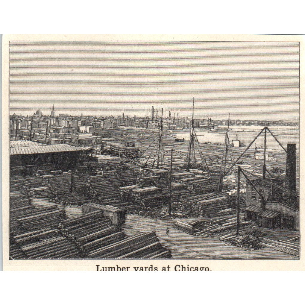 Lumber Yards at Chicago IL 1901 Engraving AF2-P1
