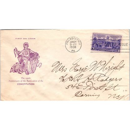 1938 Constitution Ratification 150th Anny First Day Cover Postal Cover TI5-PC1