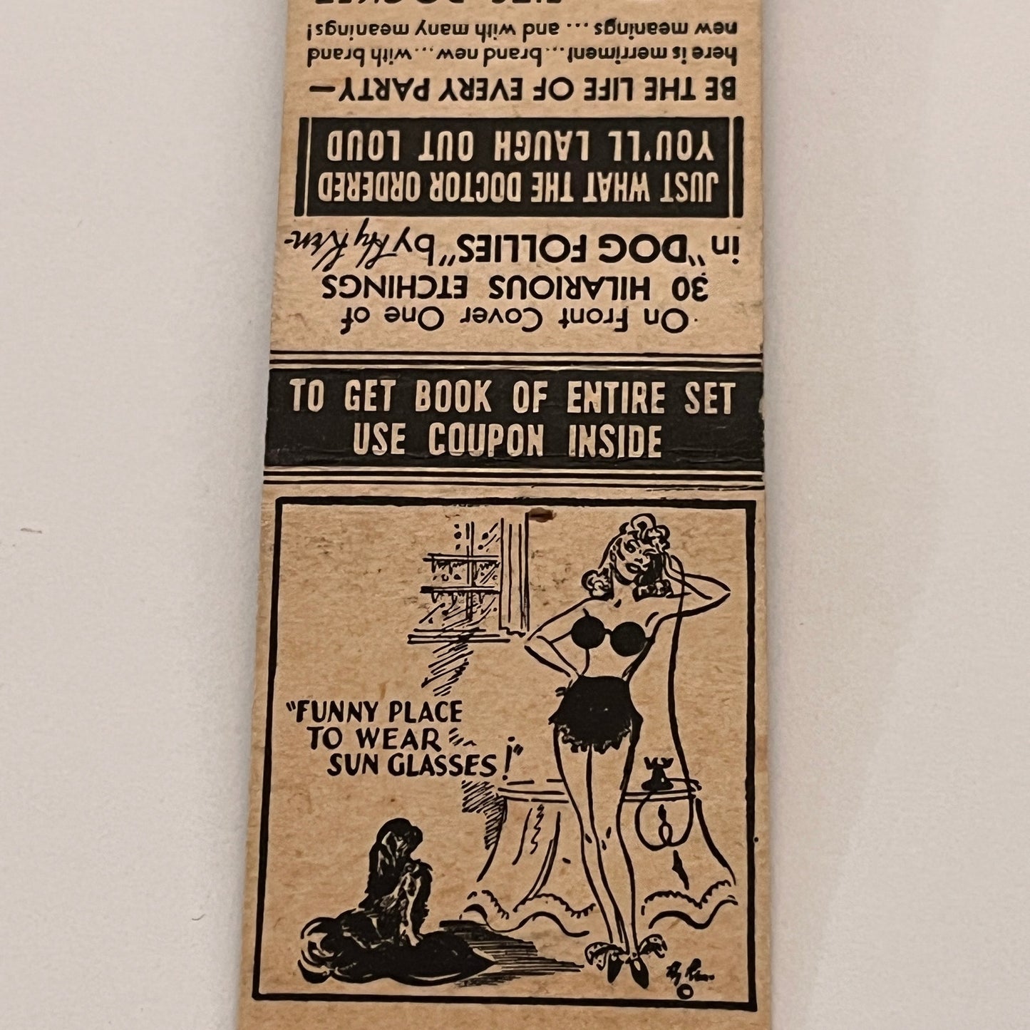 Pretty Girl Cartoon Hoffmann Studios NY Vintage Matchbook Cover MB59-3