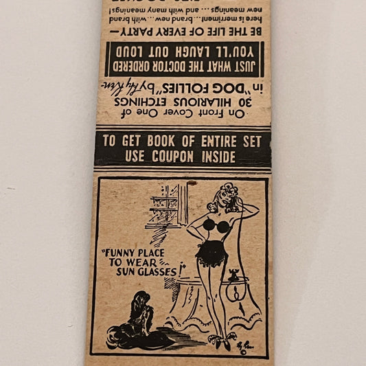 Pretty Girl Cartoon Hoffmann Studios NY Vintage Matchbook Cover MB59-3