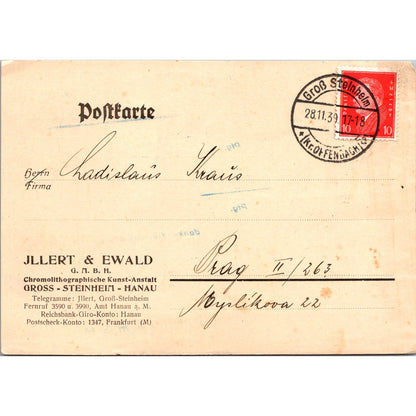 Jllert & Ewald Groß-Steinheim Frankfurt 1939 German Reich Postcard TE2-GRP