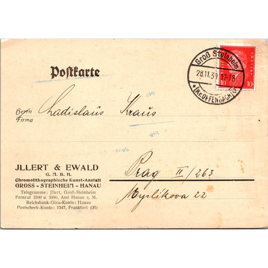 Jllert & Ewald Groß-Steinheim Frankfurt 1939 German Reich Postcard TE2-GRP
