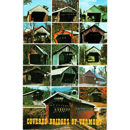 Sixteen Famous Covered Bridges in Vermont Vintage Covered Bridge Postcard PD1