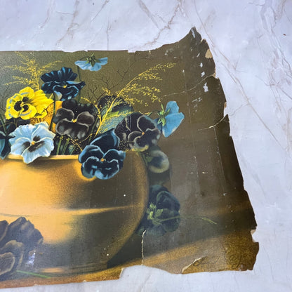 Henri LeRoy Pansy Blossoms Vintage Art Print Lithograph 8x15 FL6-3