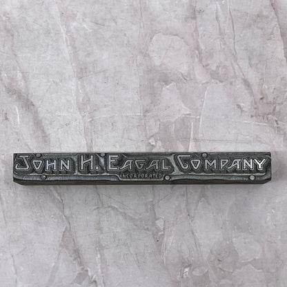 Retro John H. Eagal Company Inc Vintage Letterpress Printers Block Plate SF5