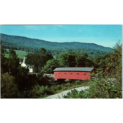 Covered Bridge Battenkill River West Arlington VT Vtg Covered Bridge Postcard PD6