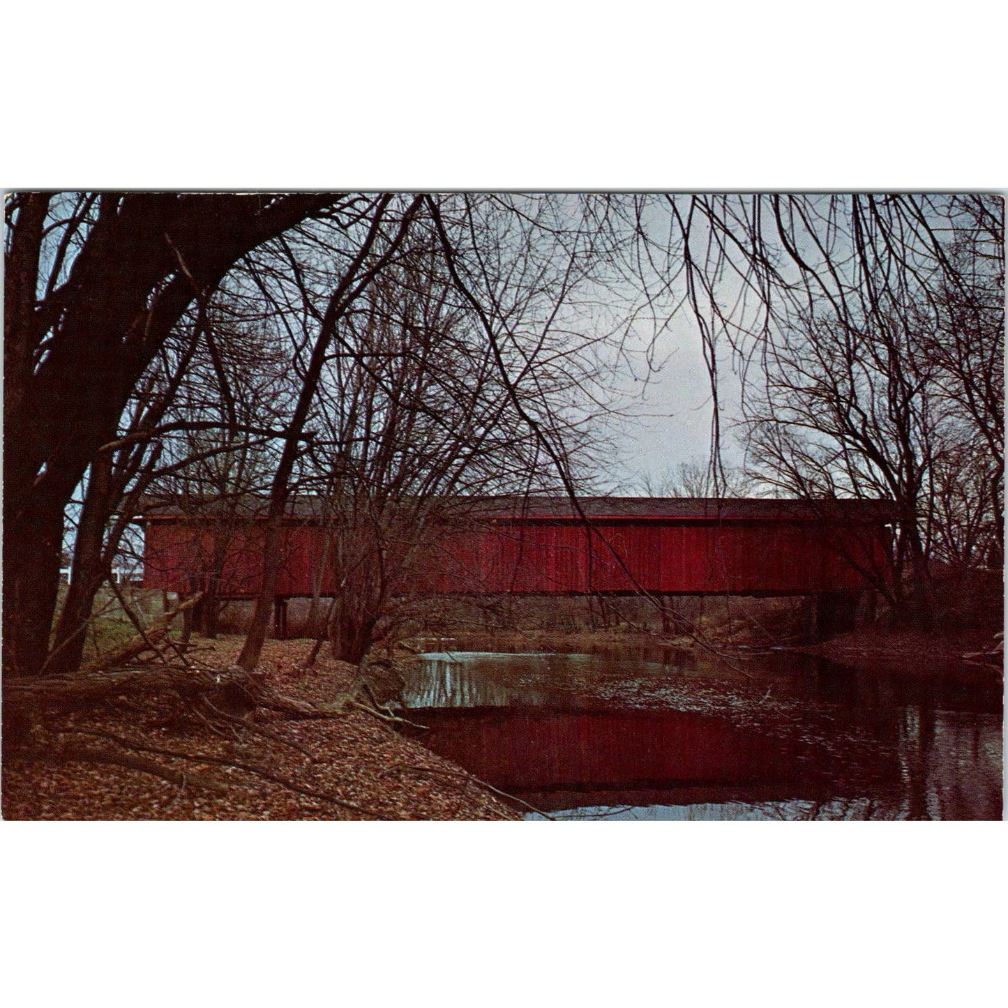North Manchester Bridge Wabash County Eel River IN Covered Bridge Postcard PB12