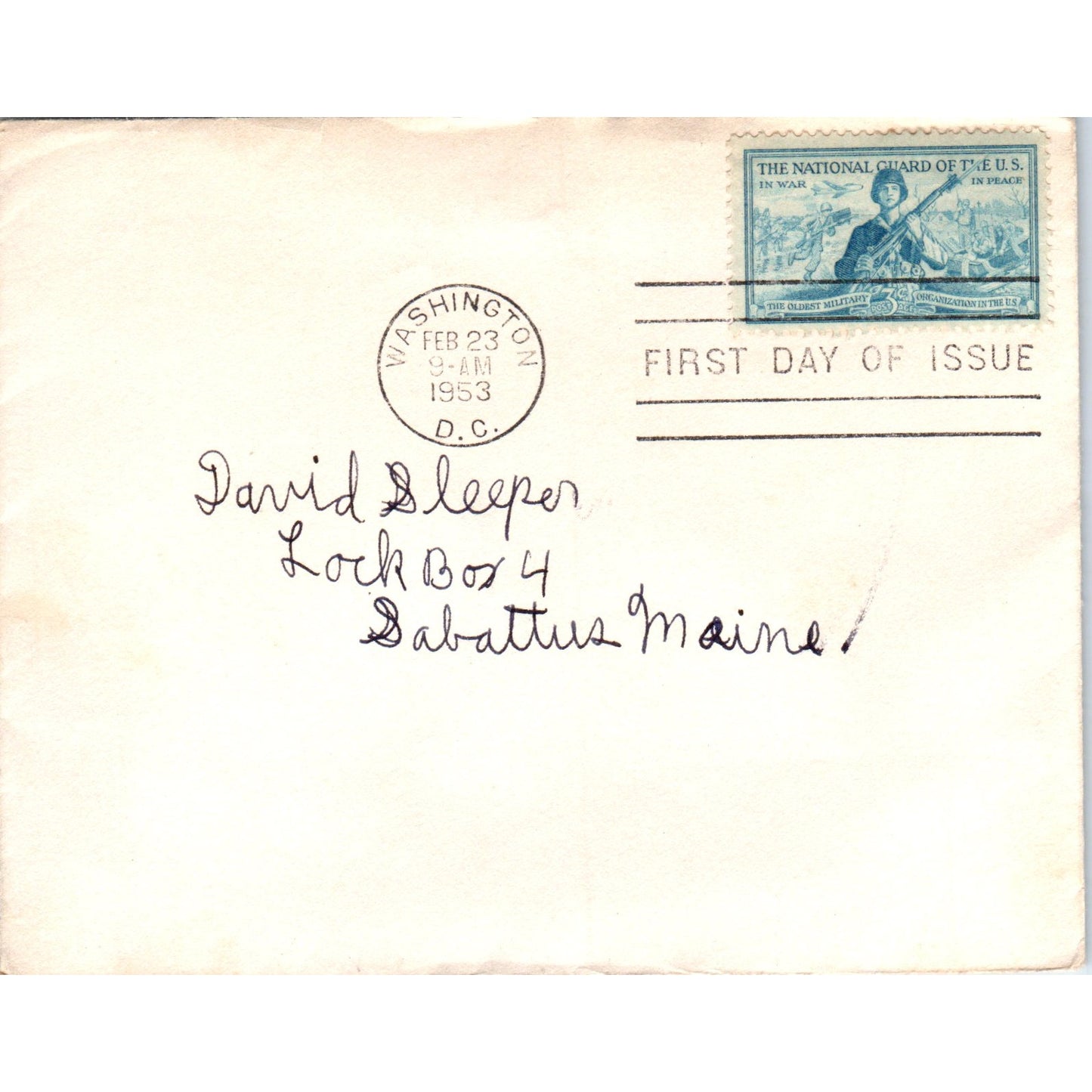 1953 National Guard of the US First Day Issue Stamp Postal Cover Envelope TG7PC3
