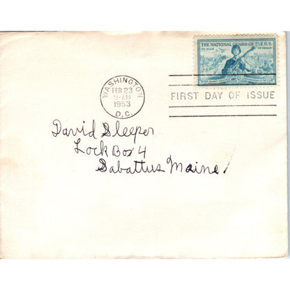 1953 National Guard of the US First Day Issue Stamp Postal Cover Envelope TG7PC3
