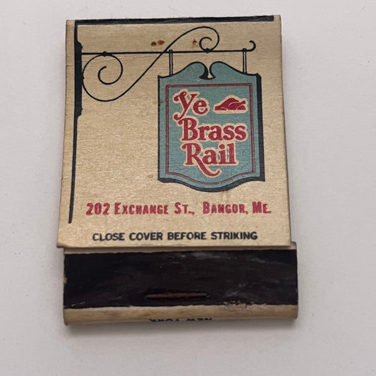 Ye Brass Rail Restaurant Bangor Maine Vintage Matchbook Cover TB8-MB-2