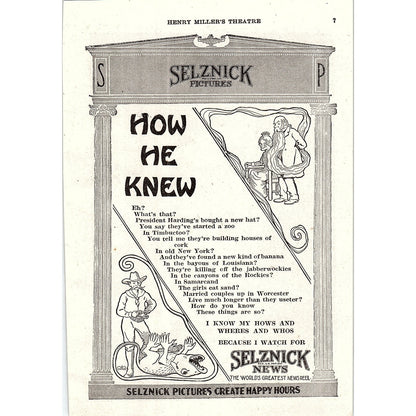 Selznick Pictures Newsreel, Fleurs d'Amour Roger & Gallet NY 1921 Ad AF3-10