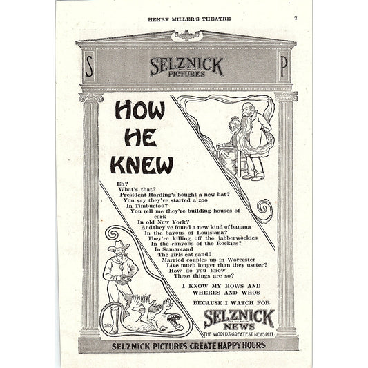 Selznick Pictures Newsreel, Fleurs d'Amour Roger & Gallet NY 1921 Ad AF3-10