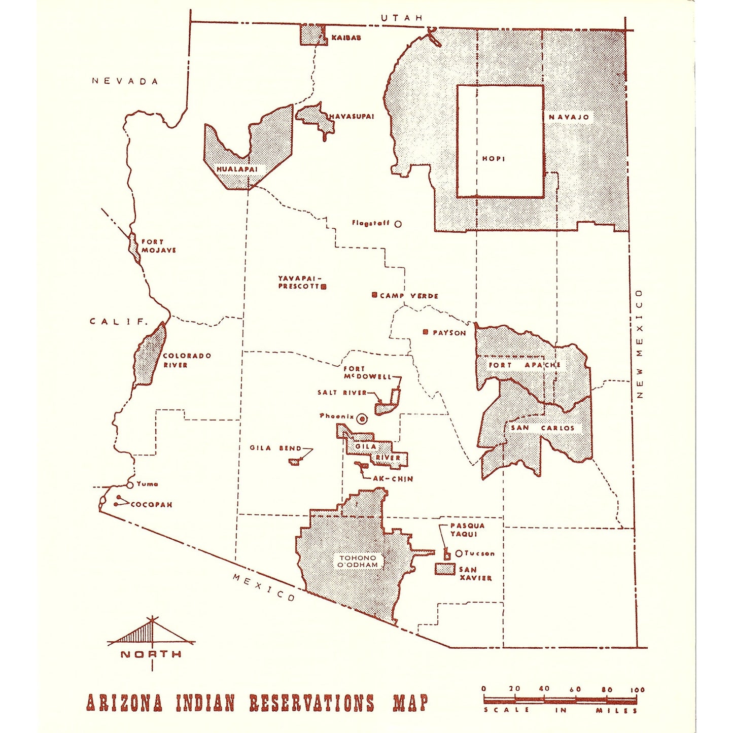 Arizona Indian Reservations in Brevity Vintage Fold Out Travel Brochure TH2-TB1