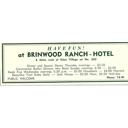 Band Box Cleaners Mit & Tommy Rambo, Brinwood Ranch 1957 Estes Park CO Ad AG4-M1
