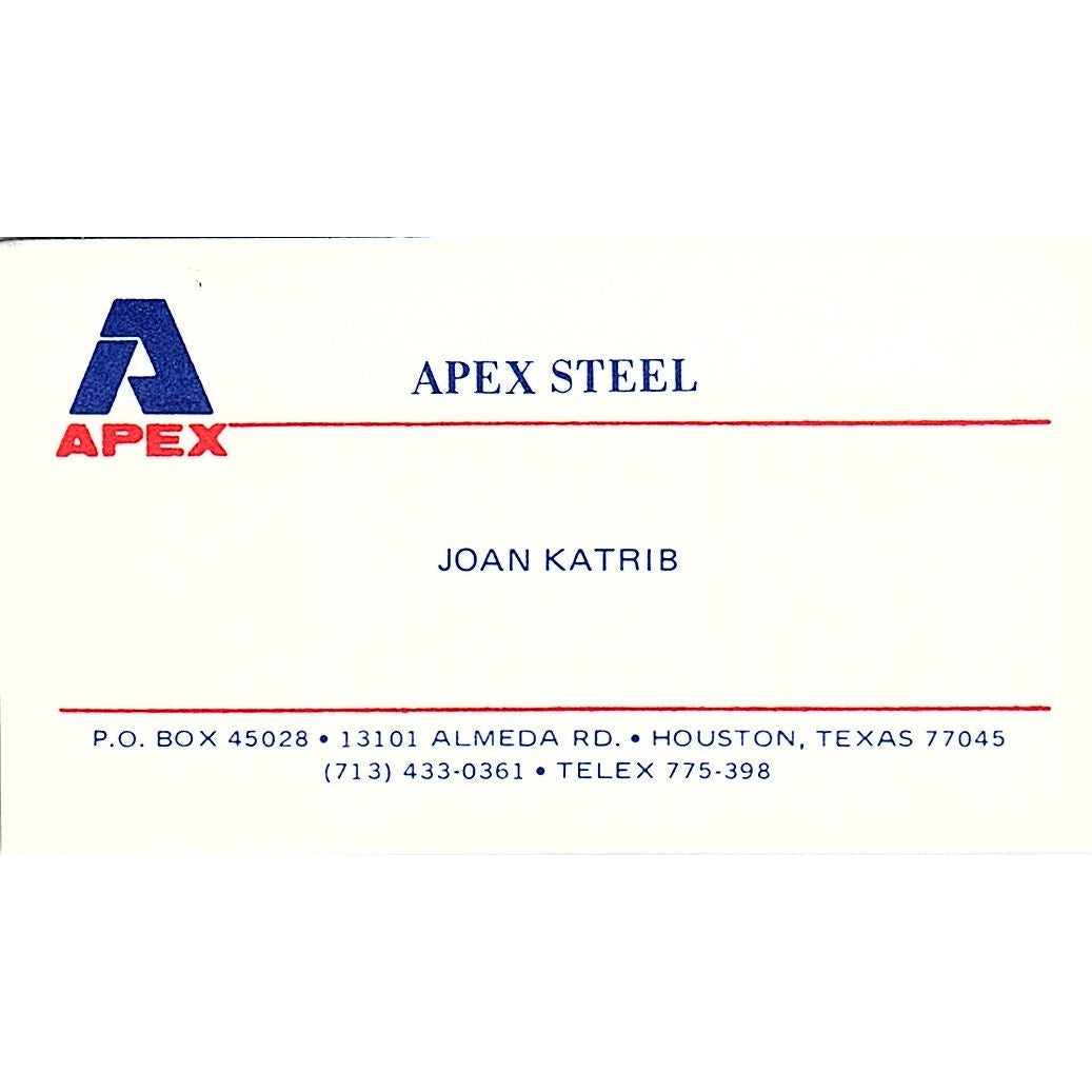 Joan Katrib Apex Steel Houston Vintage Business Card SE5-B2