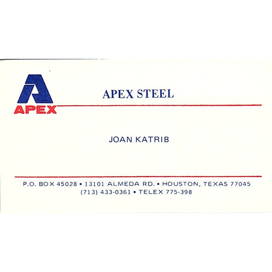 Joan Katrib Apex Steel Houston Vintage Business Card SE5-B2