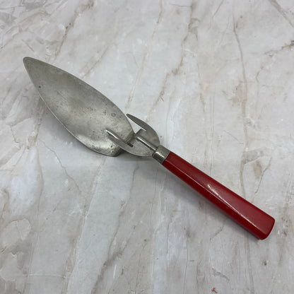 Vtg Red Bakelite Handled Pronged Cake Knife Pie Pastry Server 1930's TH5