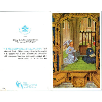 The Annunciation and Incarnation Vintage Catholic Prayer Leaflet TH2-PC2