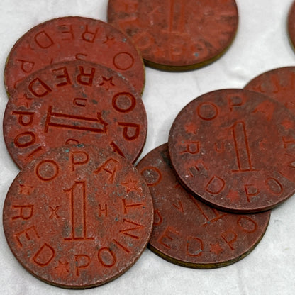 1940s WWII OPA Red 1 Point Ration Token Chit Lot of 8 SE2