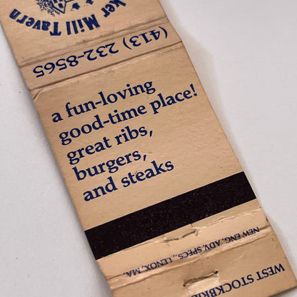 Shaker Mill Tavern West Stockbridge MA Vintage Matchbook Cover TB6-MB1-11