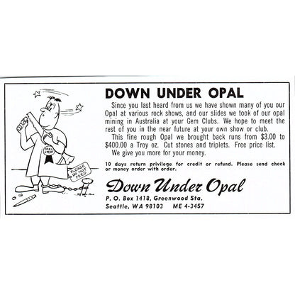Down Under Opal Seattle Washington 1972 Ad AF8-M4