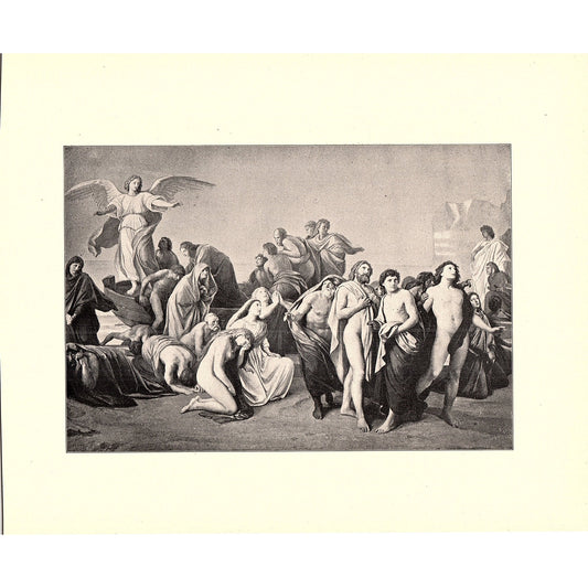 Landing of Souls in Purgatory - Theodor Grosse - 1898 Litho Art Print D19