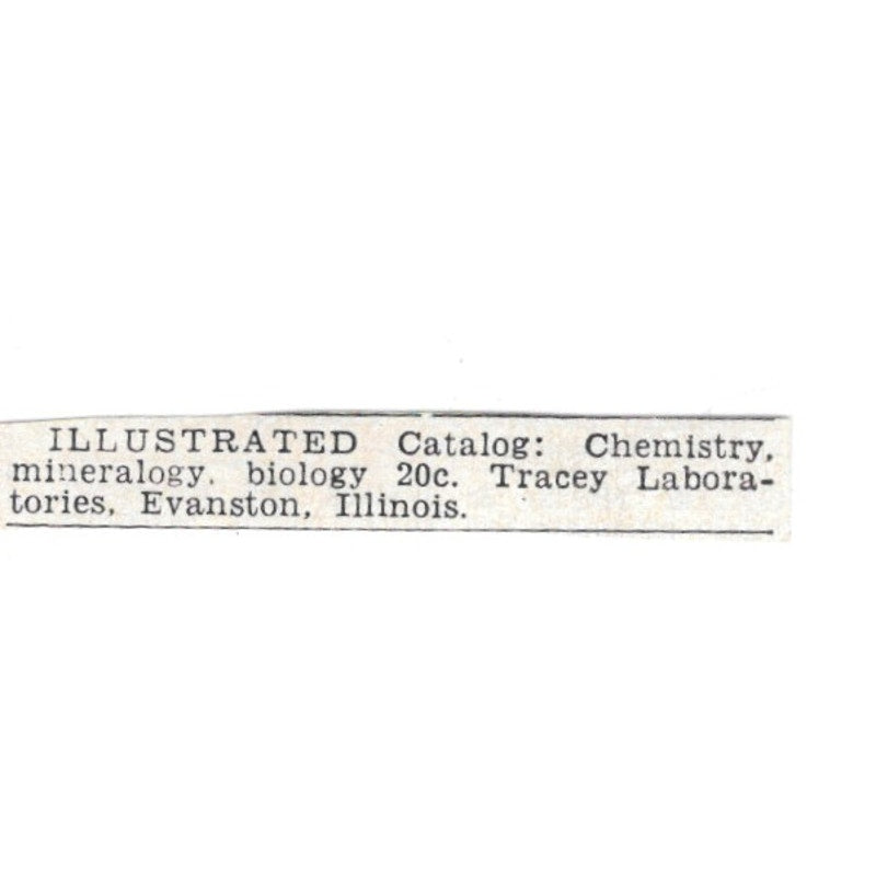 Chemistry Mineralogy - Tracey Laboratories, Evanston IL 1955 Ad AG1-S4