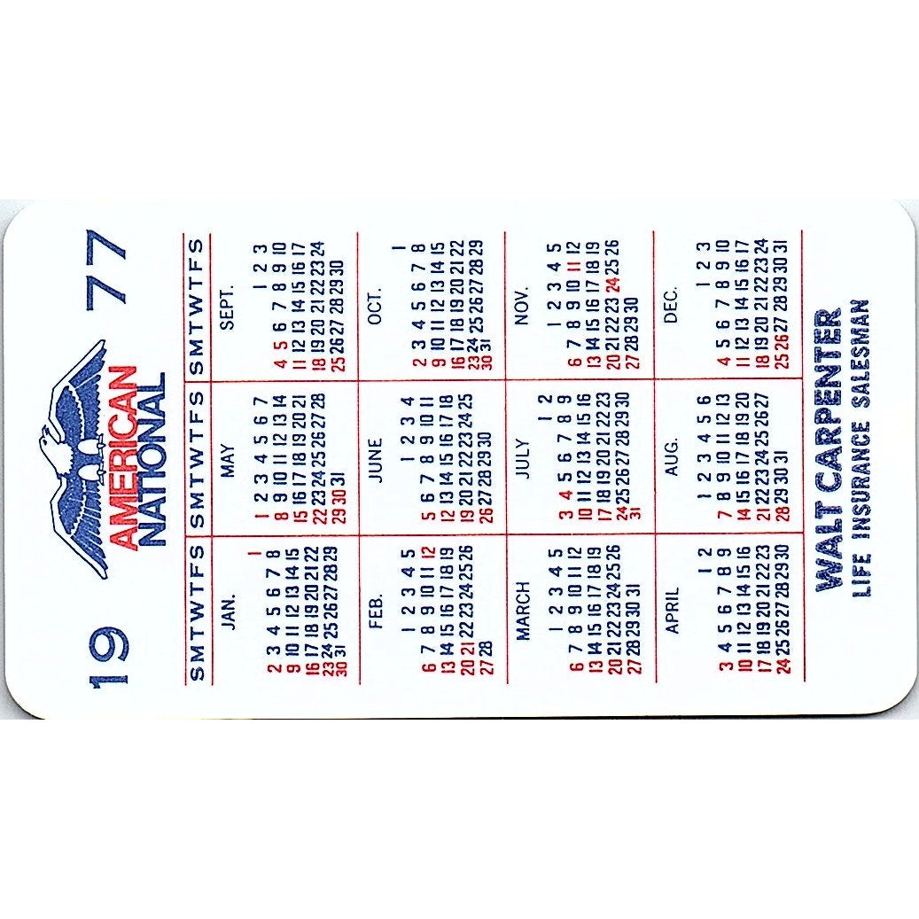 1977 Walt Carpenter American National Houston Vintage Business Card SD9-B6