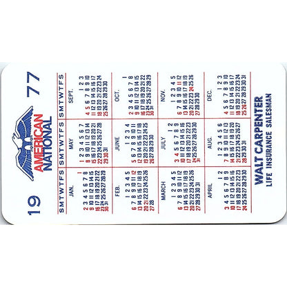 1977 Walt Carpenter American National Houston Vintage Business Card SD9-B6