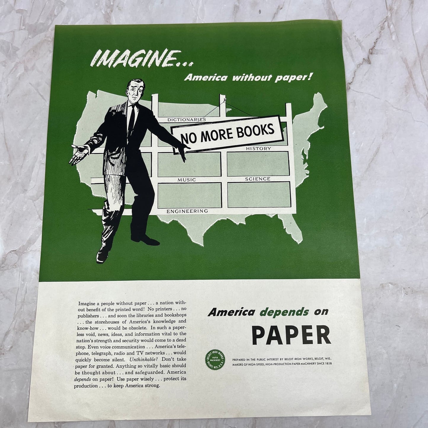 Beloit Iron Works Paper Products Beloit WI 1951 Magazine Ad FL6-10