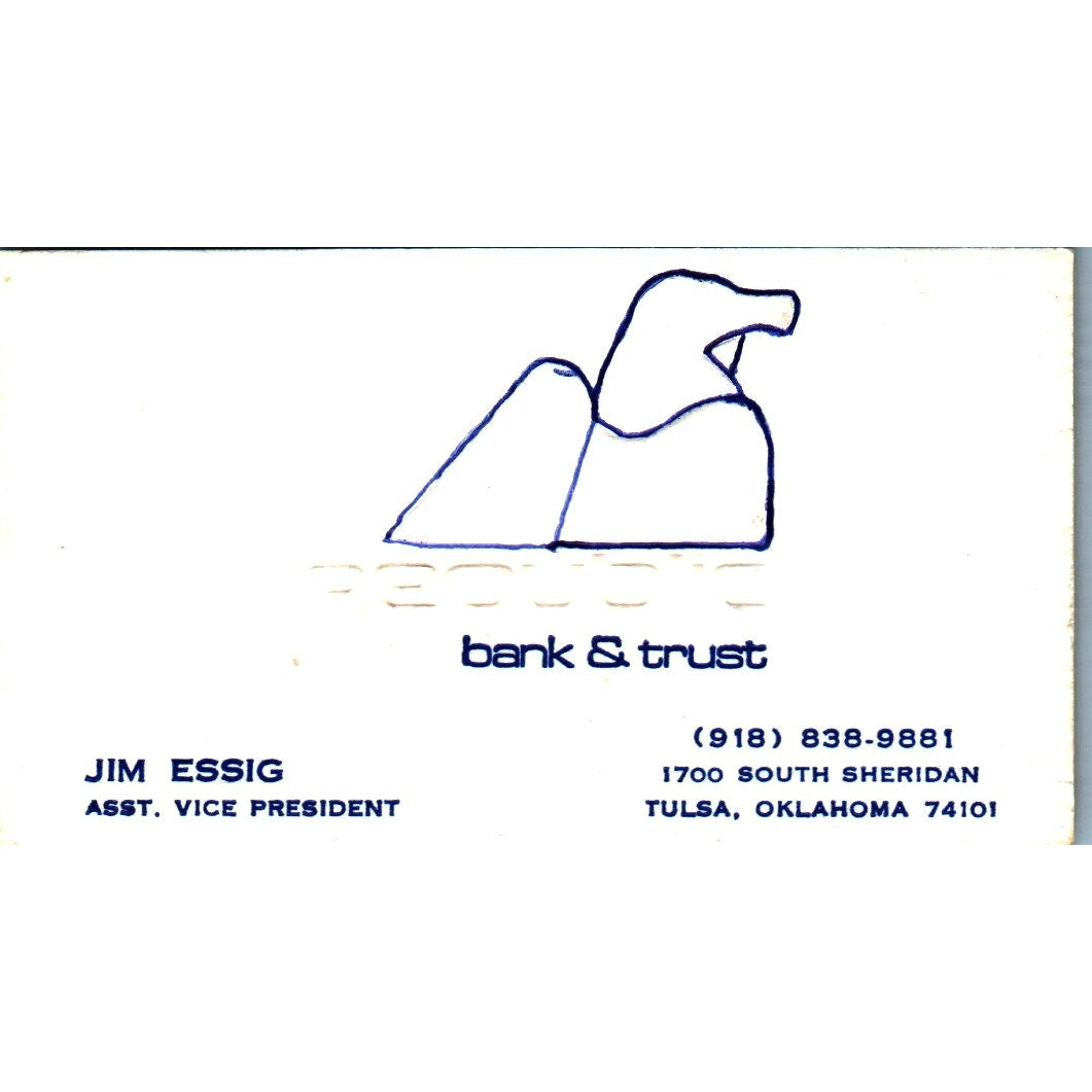 Jim Essig Republic Bank & Trust Tulsa OK Vintage Business Card SE3-B9