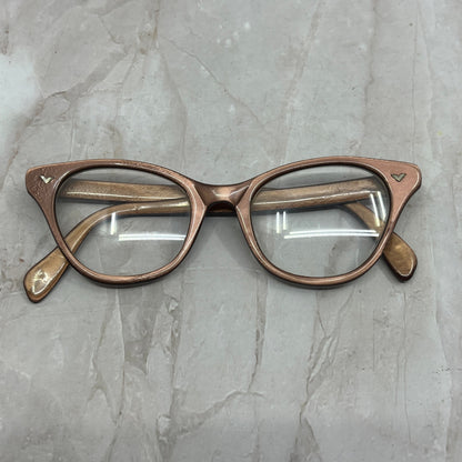 Vtg 1950's Pink Metallic Acrylic Cat Eye Sunglasses Eyeglasses Frames TG7-G5-2