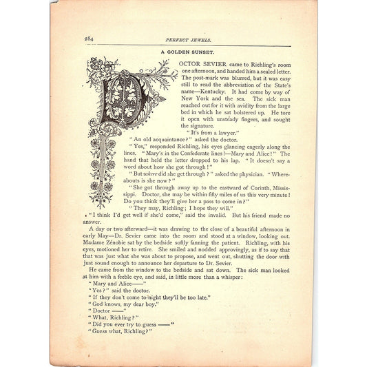 A Golden Sunset - G.W. Cable 4 Pages 1884 Poem TA5-CJ-6
