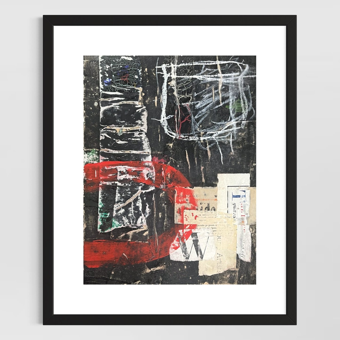 Original Minimalist Modern Art Collage Painting 8.5x11 "Amathophobia" Signed