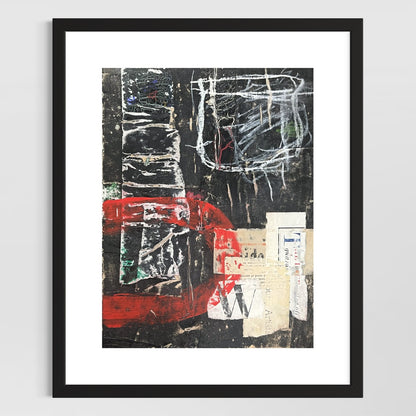 Original Minimalist Modern Art Collage Painting 8.5x11 "Amathophobia" Signed