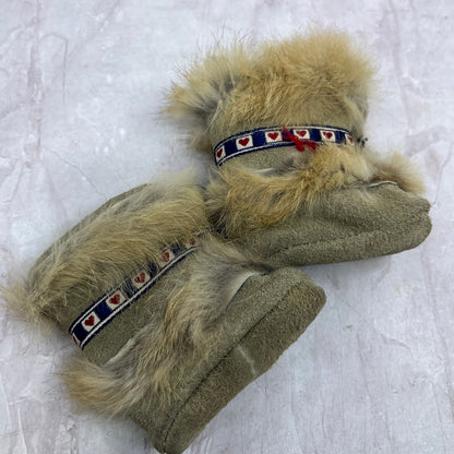 Vtg Handmade Soft Leather Suede & Rabbit Fur Kirsten American Girl Doll Boots