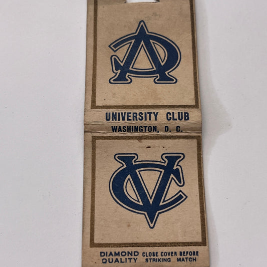 University Club Washington DC Vintage Matchbook Cover TB8-MB-11