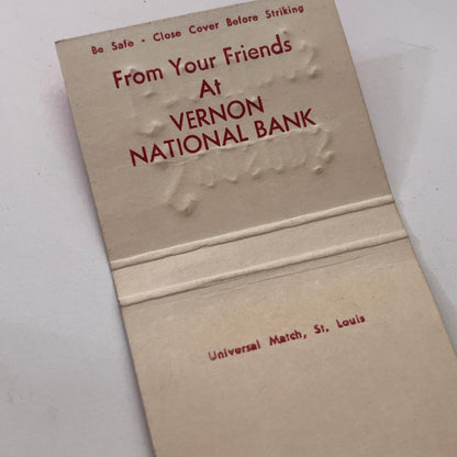 Vernon National Bank Season's Greetings Vintage Matchbook Cover TB8-MB-11