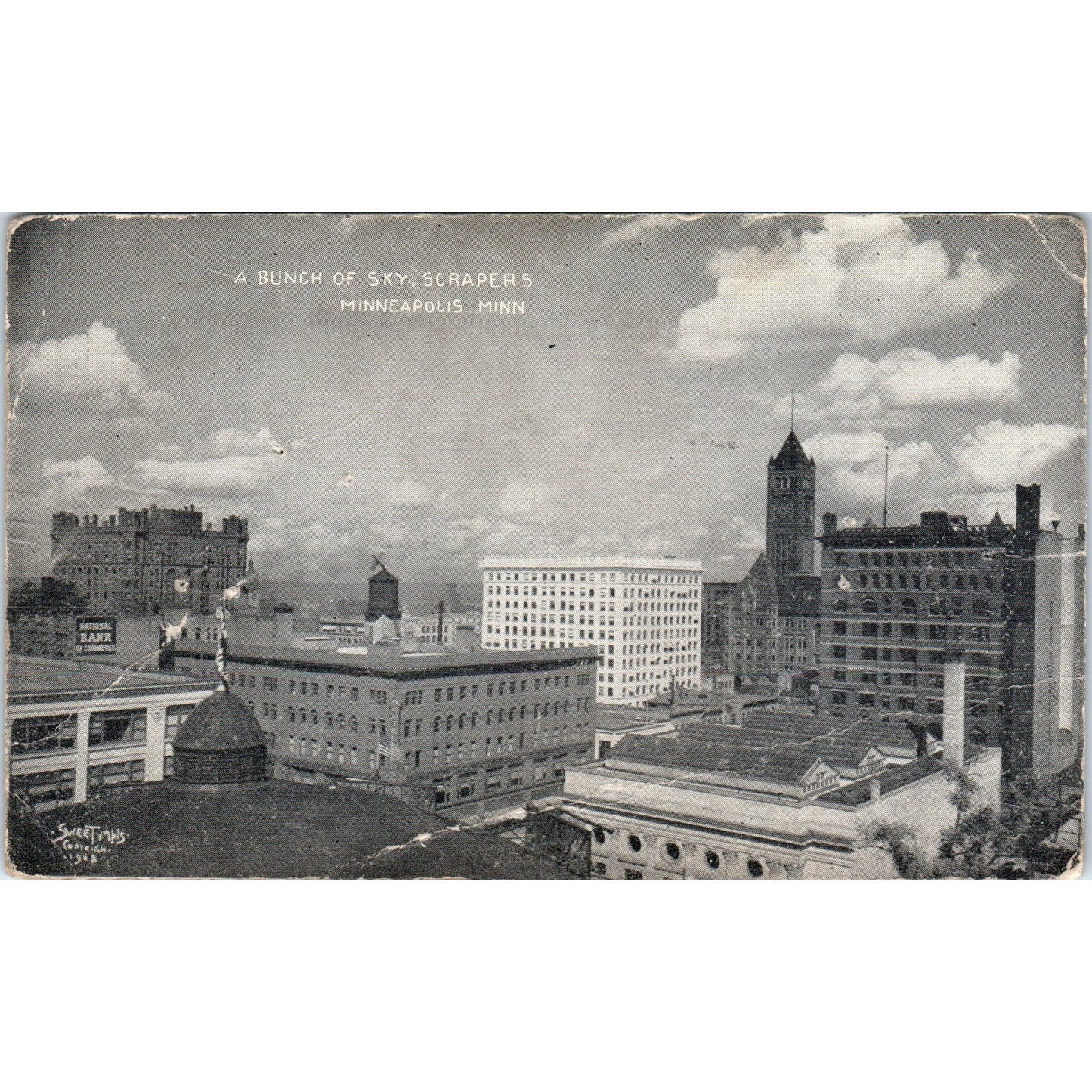1909 Minneapolis Minnesota Skyline Skyscrapers Vintage Postcard PD1