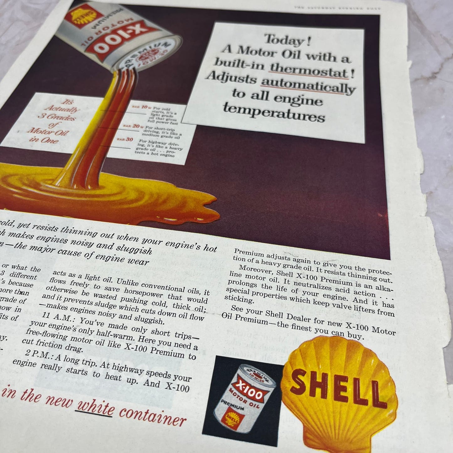 Shell X-100 Motor Oil 10x13 Magazine Advertisement FL6-7