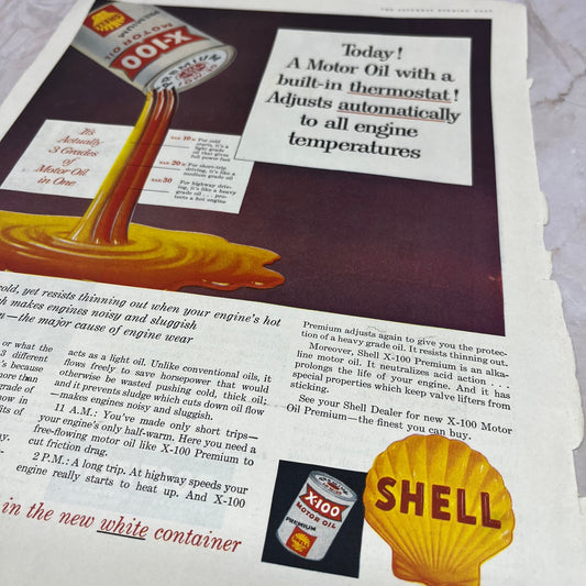 Shell X-100 Motor Oil 10x13 Magazine Advertisement FL6-7