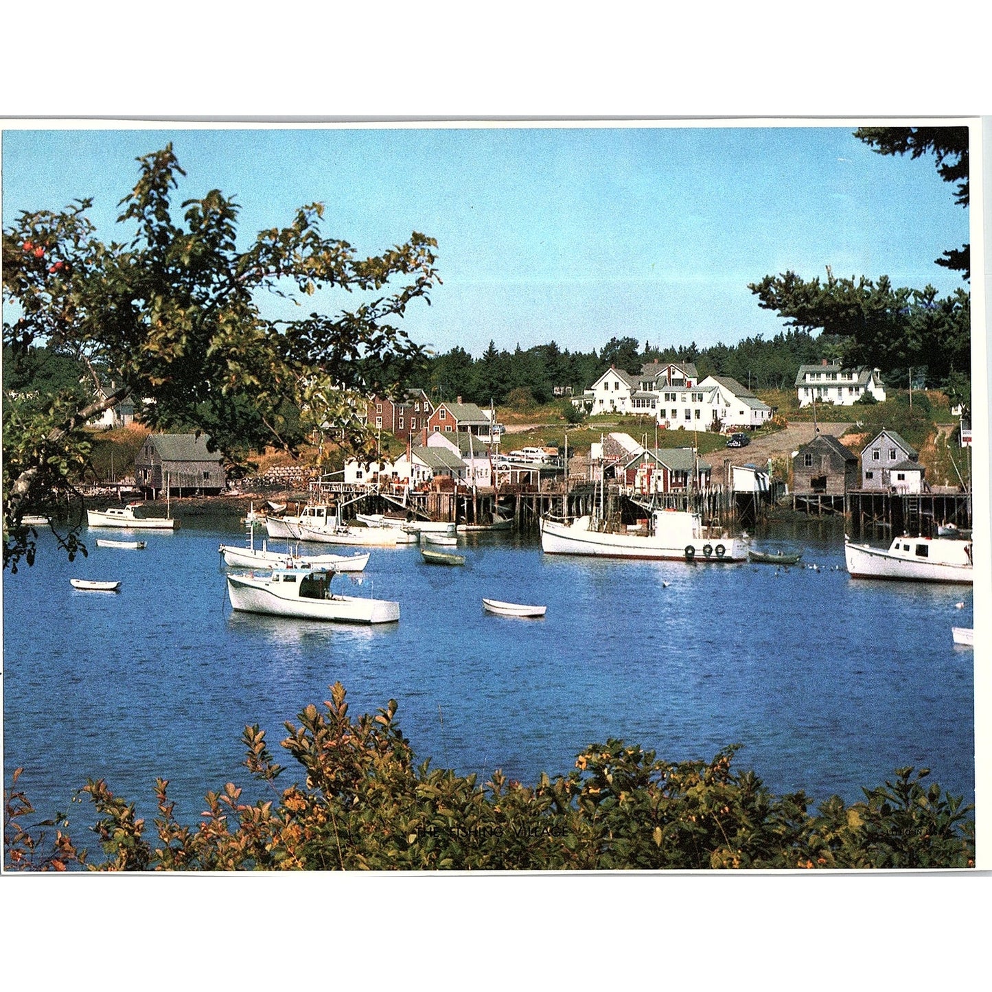 New Harbor Maine Fishing Village Vintage Art Print 6x8 V12