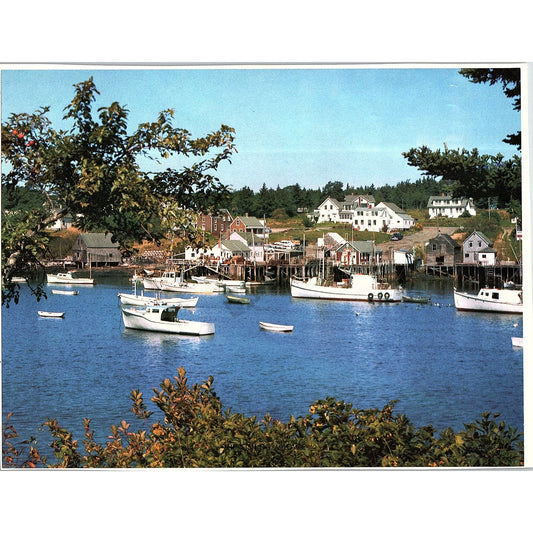 New Harbor Maine Fishing Village Vintage Art Print 6x8 V12