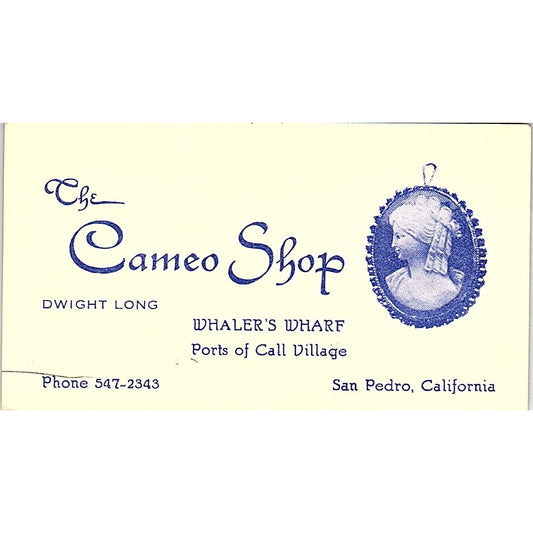 The Cameo Shop Whaler's Wharf San Pedro CA Vintage Business Card SB4-B9