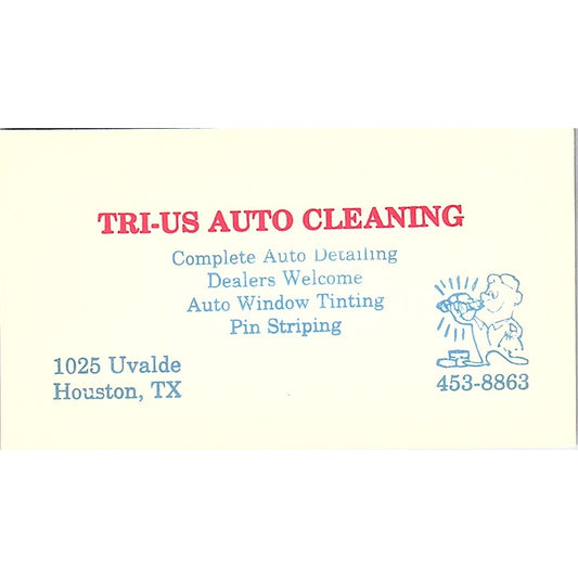 Tru-Us Auto Cleaning Houston TX Vintage Business Card SE3-B13