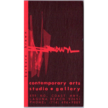 Contemporary Arts Studio Gallery Barbara Brown Laguna Beach Business Card SD4-B4